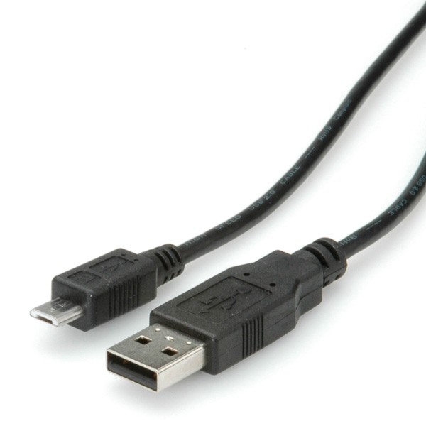 Roline - USB-Kabel - Micro-USB Typ B (M) zu USB (M) - USB 2.0 - 3 m - geformt - Schwarz