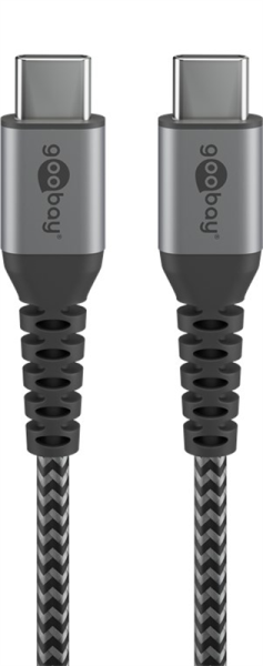 goobay USB C Kabel - 2,0 m - schwarz, grau - 49303