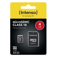 Intenso Class 10 - Flash-Speicherkarte (microSDHC/SD-Adapter inbegriffen) - 4 GB - Class 10 - microSDHC
