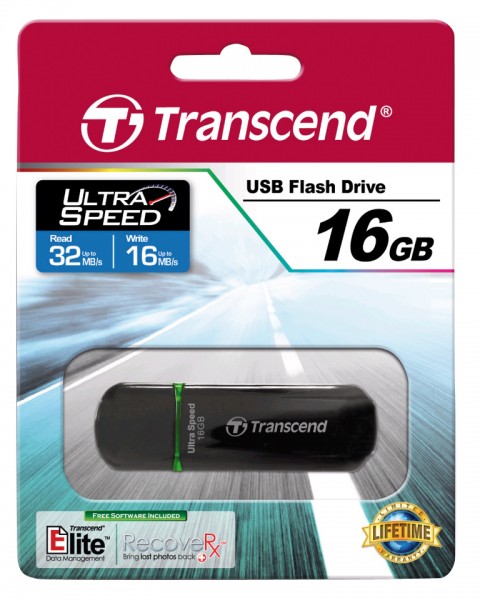 Transcend JetFlash 600 - USB-Flash-Laufwerk - 16 GB - USB 2.0 - grün