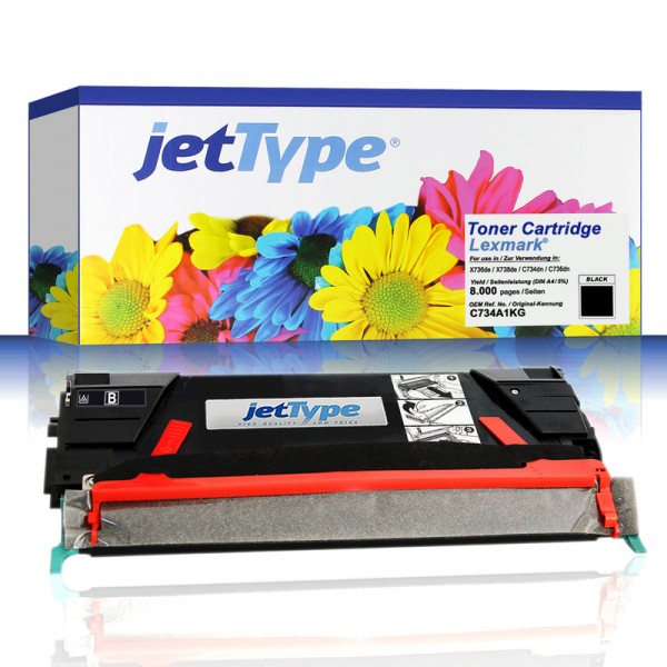 jetType Toner kompatibel zu Lexmark C734A1KG schwarz 8.000 Seiten 1 Stück