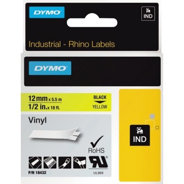 DYMO RhinoPRO - Vinyl - permanenter Klebstoff - Gelb - Rolle (1,2 cm x 5,5 m) 1 Kassette(n) Band - für DYMO ILP219; Rhino 4200, 6000, 6000 Hard Case Kit; RhinoPRO 3000, 5000