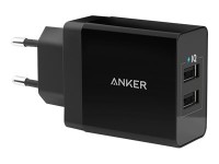 Anker PowerPort 2 - Netzteil - 24 Watt - 4.8 A - 2 Ausgabeanschlussstellen (USB) - Schwarz