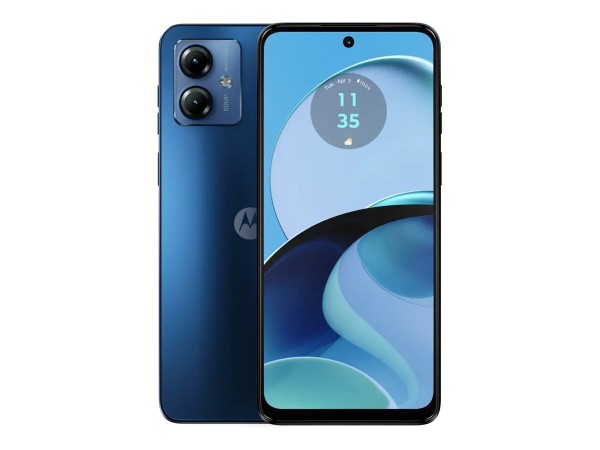 Motorola Moto G14 - 4G Smartphone - Dual-SIM - RAM 4 GB / Interner Speicher 128 GB - microSD slot - LCD-Anzeige - 6.5" - 2400 x 1080 Pixel (60 Hz) - 2 x Rückkamera 50 MP, 2 MP - front camera 8 MP - himmelblau