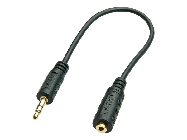 Lindy Premium - Audio-Adapter - 0.08 mm² - Stereo Mini-Klinkenstecker (M) bis Stereo Mikro-Stecker (W) - 20 cm - abgeschirmt - Schwarz