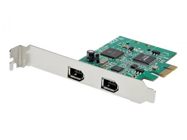 StarTech 2 Port 1394a FireWire PCI Express Schnittstellenkarte - 2-fach PCIe FireWire 400 Karte - FireWire-Adapter - PCIe Low-Profile - FireWire x 2 - grün - TAA-konform