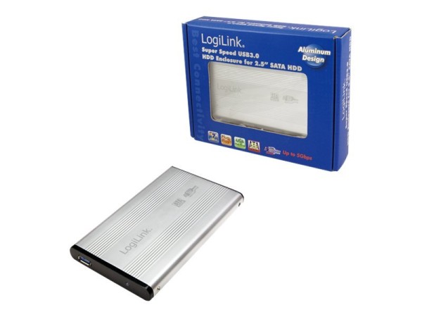 LogiLink - Speichergehäuse - 2.5" (6.4 cm) - SATA 3Gb/s - USB 3.0 - Silber