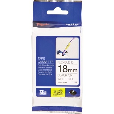 Brother TZe-FX241 - Klebstoff - Schwarz auf Weiß - Rolle (1,8 cm x 8 m) 1 Kassette(n) flexibles ID-Band - für P-Touch PT-D410VP, PT-D460BTVP, PT-D610BTVP