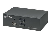 Manhattan DisplayPort 1.2 KVM Switch 2-Port, 4K@60Hz, USB-A/3.5mm Audio/Mic Connections, Cables included, Audio Support, Control 2x computers from one pc/mouse/screen, USB Powered, Black, Three Year Warranty, Boxed - KVM-/Audio-/USB-Switch - 2 x KVM/Audio/USB - 1 lokaler Benutzer - Desktop