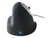 R-Go HE Mouse Ergonomische Maus, Mittel (165-195mm), rechtshändig, drahtgebundenen - Maus - ergonomisch - Für Rechtshänder - 5 Tasten - kabelgebunden - USB - Schwarz/Silber