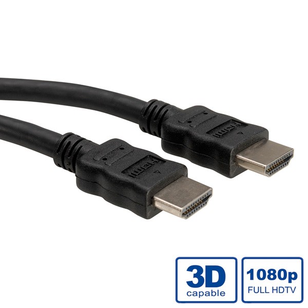 Roline HDMI High Speed Cable with Ethernet - HDMI-Kabel mit Ethernet - HDMI männlich zu HDMI männlich - 15 m - abgeschirmt - Schwarz