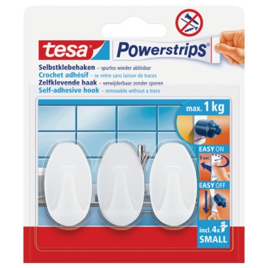 tesa Powerstrips Haken small oval 57533-00016 weiß 3 St./Pack