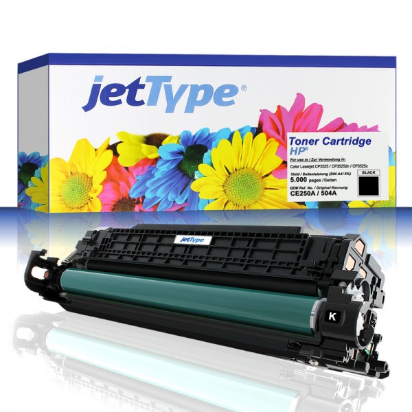 jetType Toner kompatibel zu HP CE250A 504A schwarz 5.000 Seiten 1 Stück
