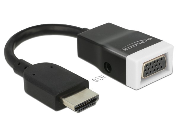 DeLOCK Adapter HDMI-A Stecker > VGA Buchse mit Audio - Videokonverter - HDMI - VGA - Schwarz, weiß - retail