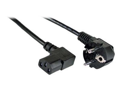 InLine - Stromkabel - IEC 60320 C13 zu CEE 7/7 (M) - 3 m - 90° Stecker, rechts-gewinkelter Stecker - Schwarz