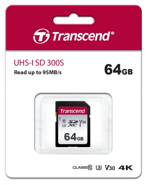 Transcend 300S - Flash-Speicherkarte - 64 GB - Video Class V10 / UHS-I U1 / Class10 - SDXC UHS-I