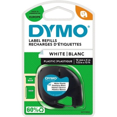 DYMO LetraTAG - Kunststoff - weiß - Rolle (1,2 cm x 4 m) 1 Kassette(n) Band - für LetraTag LT-100H, LT-100T, QX50, XR