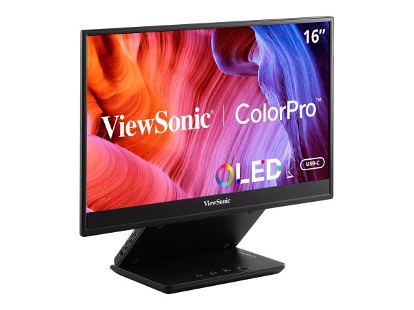 ViewSonic ColorPro VP16-OLED - OLED-Monitor - 40.6 cm (16") (15.6" sichtbar) - tragbar - 1920 x 1080 Full HD (1080p) @ 60 Hz - 400 cd/m² - 100000:1 - 1 ms - Micro HDMI, 2xUSB-C - Lautsprecher