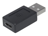 Manhattan USB-C to USB-A Adapter, Female to Male, 480 Mbps (USB 2.0), Hi-Speed USB, Black, Lifetime Warranty, Polybag - USB-Adapter - USB-C (W) zu USB (M) - USB 3.1 - 3 A - geschirmt, geformt - Schwarz