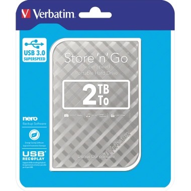 Verbatim Store 'n' Go Portable - Festplatte - 2 TB - extern (tragbar) - 2.5" (6.4 cm) - USB 3.0 - Silber
