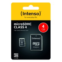 Intenso - Flash-Speicherkarte (microSDHC/SD-Adapter inbegriffen) - 4 GB - microSDHC