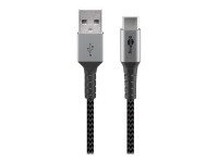 Wentronic Goobay USB-C auf USB-A Textilkabel mit Metallsteckern space grau/silber 2 m 2 - Digital/D
