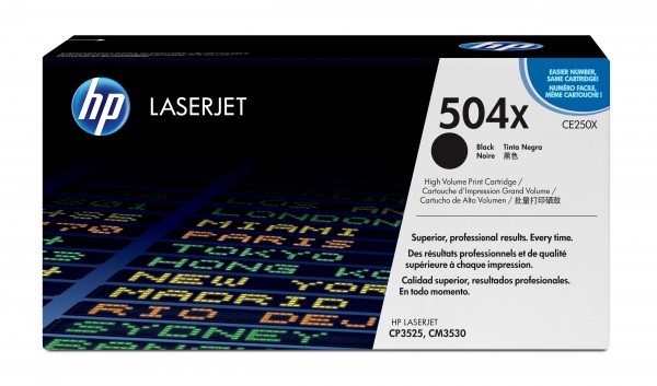 HP 504X - Hohe Ergiebigkeit - Schwarz - Original - LaserJet - Tonerpatrone (CE250X) - für Color LaserJet CM3530, CM3530fs, CP3525, CP3525dn, CP3525n, CP3525x, CP3527, CP3529