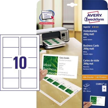 Avery Zweckform Visitenkarte C32011-10 DIN A4 weiß 10 St./Pack.