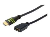 TECHly - Highspeed - HDMI-Verlängerungskabel mit Ethernet - HDMI männlich zu HDMI weiblich - 1.8 m - Doppelisolierung - Schwarz - 4K Unterstützung