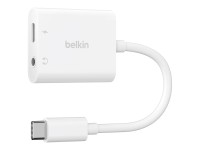 Belkin RockStar - USB-C zu Kopfhöreranschluss / Ladeadapter - 24 pin USB-C männlich zu Mini-Stecker, 24 pin USB-C weiblich - USB Power Delivery (60W)