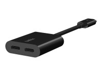 Belkin Connect Audio + Charge - USB-C auf USB-C Kopfhörer-/Ladeadapter - 24 pin USB-C männlich zu 24 pin USB-C weiblich - 14 m - Schwarz - USB Power Delivery (60W)