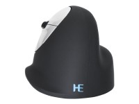 R-Go HE Mouse Ergonomische Maus, Mittel (165-195mm), linkshändig, drahtlose - Vertikale Maus - ergonomisch - Für Linkshänder - 5 Tasten - kabellos - 2.4 GHz - kabelloser Empfänger (USB) - Schwarz, Silber