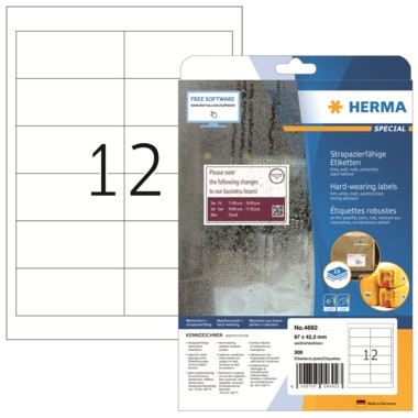 HERMA Etikett Folie 4692 96,5x42,3mm weiß 300 St./Pack.