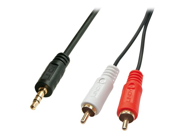 Lindy Premium - Audiokabel - RCA x 2 (M) bis Stereo Mini-Klinkenstecker (M) - 3 m - Schwarz - geformt
