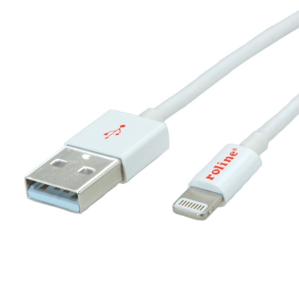 Roline - Lightning-Kabel - Lightning (M) bis USB (M) - 1 m - abgeschirmt - weiß - für Apple iPad/iPhone/iPod (Lightning)