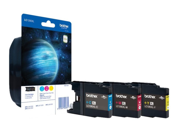 Brother Tinte LC1280XLRBWBP Rainbow-Pack 3er Pack Gelb, Cyan, Magenta