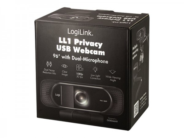 LogiLink LL1 Privacy - Webcam - Farbe - 2 MP - 1920 x 1080 - 1080/30p, 720/30p - feste Brennweite - Audio - USB 2.0 - MJPEG, YUV2