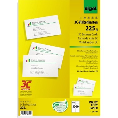 SIGEL Visitenkarte 3C LP797 85x55mm 1.000 St./Pack.