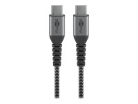 goobay - USB-Kabel - USB-C (M) zu USB-C (M) - USB 2.0 - DC 5 V - 3 A - 50 cm - Schwarz, Silber