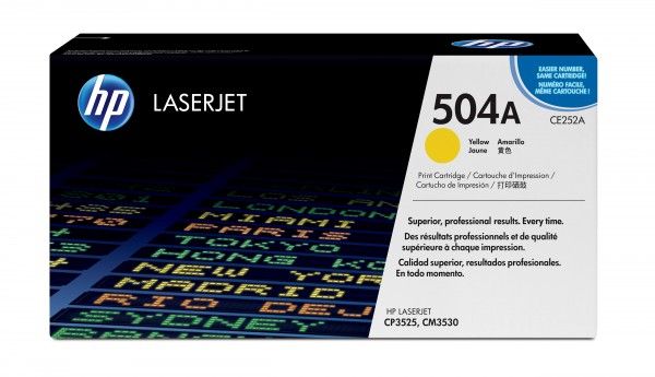 HP 504A - Gelb - Original - LaserJet - Tonerpatrone (CE252A) - für Color LaserJet CM3530 MFP, CM3530fs MFP, CP3525, CP3525dn, CP3525n, CP3525x