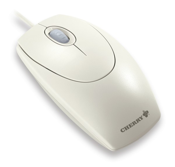 CHERRY WheelMouse - Maus - rechts- und linkshändig - optisch - 3 Tasten - kabelgebunden - PS/2, USB - Hellgrau