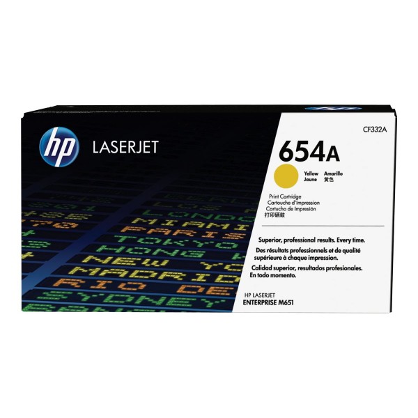 HP 654A - Gelb - Original - LaserJet - Tonerpatrone (CF332A) - für Color LaserJet Enterprise M651dn, M651n, M651xh; Color LaserJet Managed M651dnm, M651xhm