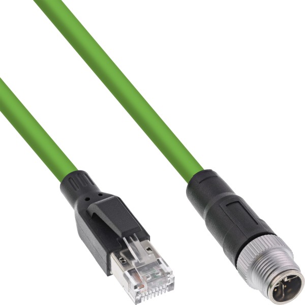 InLine Industrie Netzwerkkabel - M12 8-pin X-kodiert St. zu RJ45 St. - Cat.6A 1m