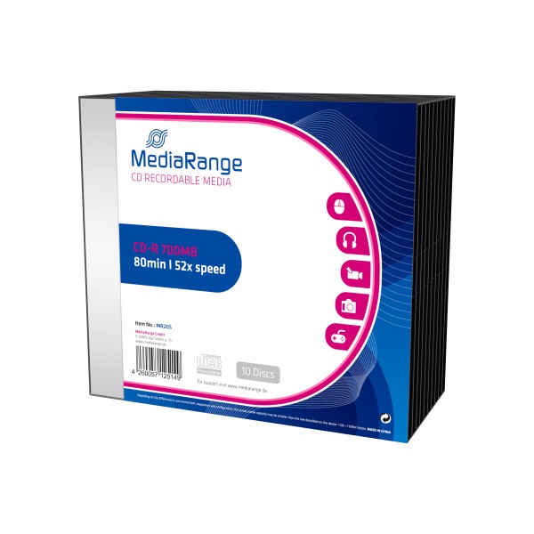 MediaRange - 10 x CD-R - 700 MB (80 Min) 52x - Slim Jewel Case