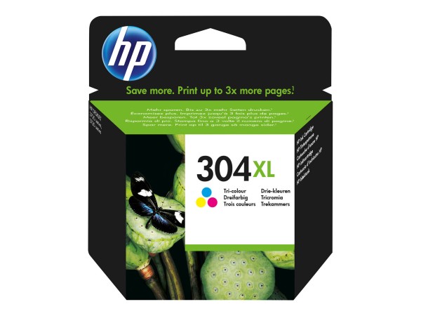 HP 304XL - Hohe Ergiebigkeit - Farbe (Cyan, Magenta, Gelb) - Original - Tintenpatrone - für AMP 130; Deskjet 26XX, 37XX; Envy 50XX