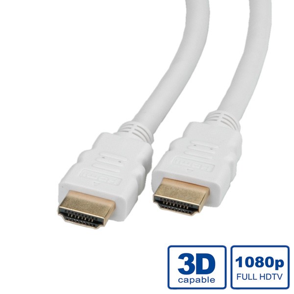 Roline HDMI High Speed Cable with Ethernet - HDMI-Kabel mit Ethernet - HDMI männlich zu HDMI männlich - 2 m - abgeschirmt - weiß