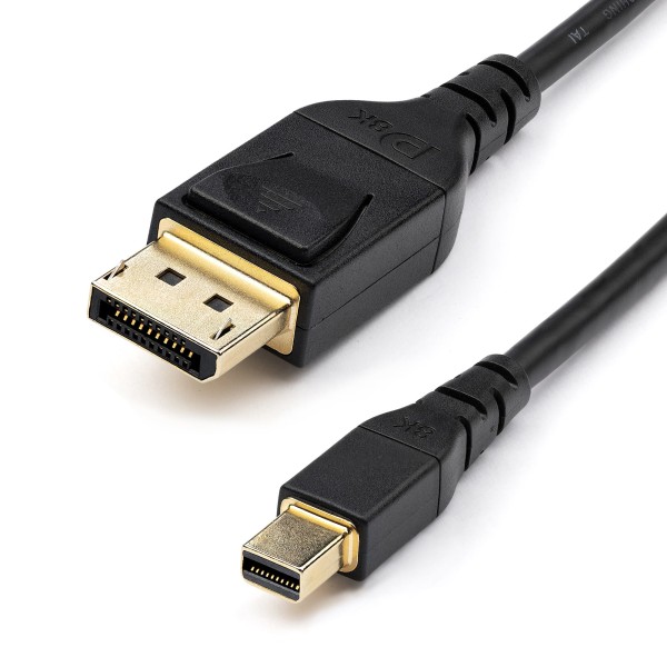 StarTech 6ft (2m) VESA Certified Mini DisplayPort to DisplayPort 1.4 Cable, 8K 60Hz HBR3 HDR, Super UHD mDP to DP 1.4 Cord, Slim (34 AWG) Ultra HD 4K 120Hz, Monitor/Video Cable - mDP to DP Cable (DP14MDPMM2MB) - DisplayPort-Kabel - Mini DisplayPort (M) eingerastet zu DisplayPort (M) eingerastet - DisplayPort 1.4 - 2 m - 8K Unterstützung - Schwarz
