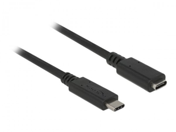 Delock - USB-Verlängerungskabel - USB-C (M) zu USB-C (W) - USB 3.1 Gen 1 - 3 A - 2 m - Schwarz