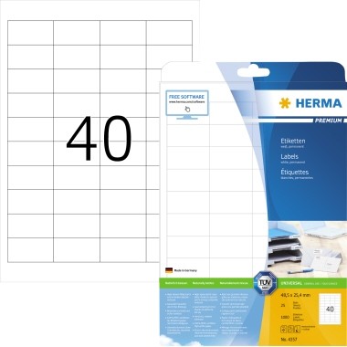 HERMA Etikett PREMIUM 4357 48,5x25,4mm sk weiß 1.000 St./Pack.