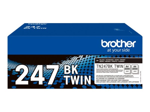 Brother TN247BK TWIN - 2er-Pack - Hohe Ergiebigkeit - Schwarz - original - Tonerpatrone - für Brother DCP-L3510, L3517, L3550, HL-L3270, L3290, MFC-L3710, L3730, L3750, L3770
